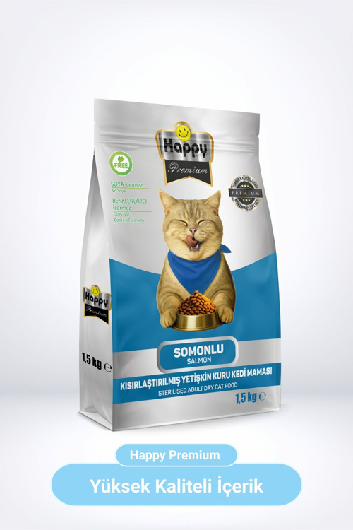Kısırlaştırılmış Somonlu Kuru Kedi Maması 1,5 Kg