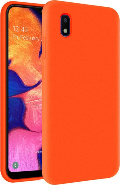 Samsung Galaxy A10 Içi Kadife Soft Logosuz Lansman Silikon Kılıf - Turuncu