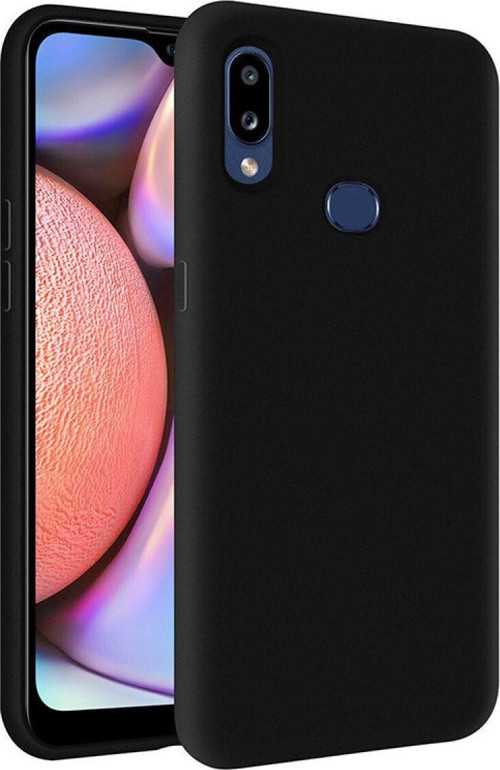 Samsung Galaxy A10s Içi Kadife Soft Logosuz Lansman Silikon Kılıf - Siyah