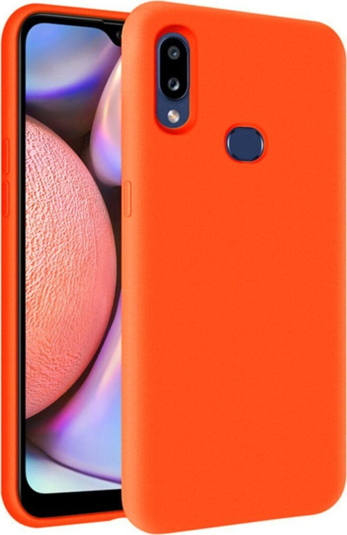 Samsung Galaxy A10s Içi Kadife Soft Logosuz Lansman Silikon Kılıf - Turuncu