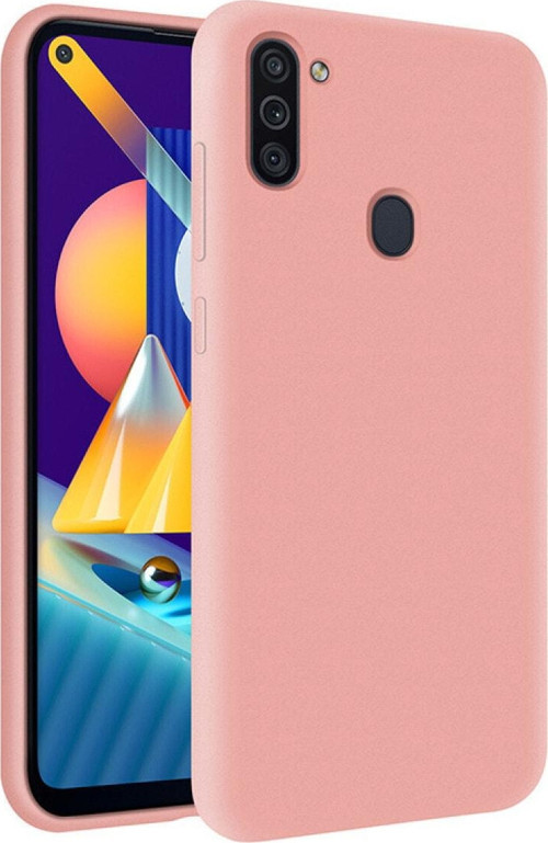Samsung Galaxy A11 Içi Kadife Soft Logosuz Lansman Silikon Kılıf - Pembe