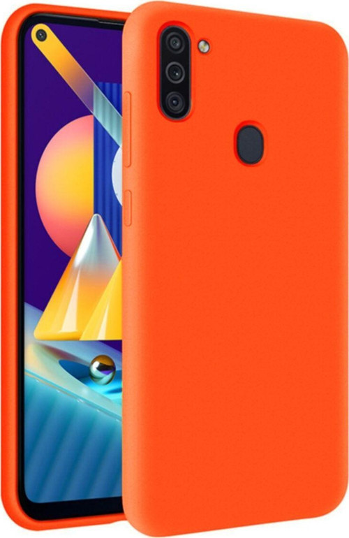 Samsung Galaxy A11 Içi Kadife Soft Logosuz Lansman Silikon Kılıf - Turuncu