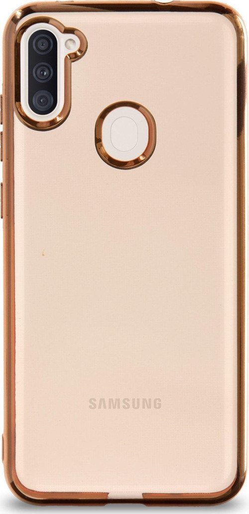 Samsung Galaxy A11 Kılıf Renkli Şeffaf Exclusive Silikon Kapak - Gold