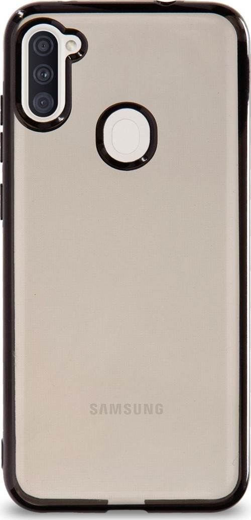 Samsung Galaxy A11 Kılıf Renkli Şeffaf Exclusive Silikon Kapak - Siyah