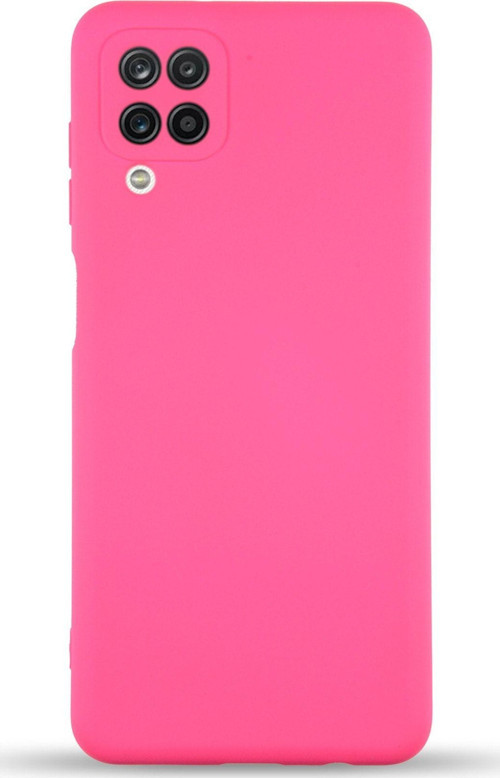 Samsung Galaxy A12 Kapak Içi Kadife Kamera Korumalı Lansman Silikon Kılıf - Neon Pembe