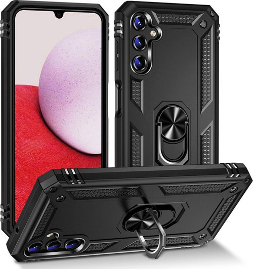 Samsung Galaxy A14 Kapak Military Yüzüklü Stantlı Panzer Tank Kılıf - Siyah