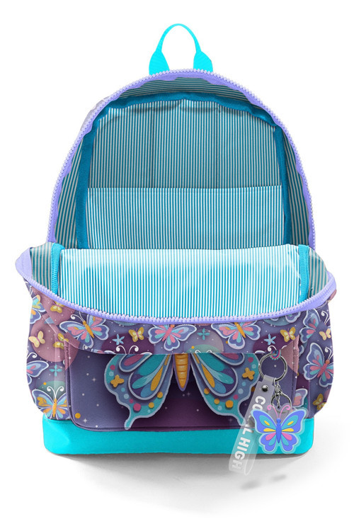 Coral High Kids Pastel Renkli Kelebek Desenli Okul Sırt Çantası 33206 3