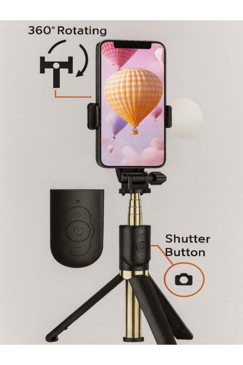 Led Işıklı Bluetooth Kumandalı Kablosuz Tripod Selfie Çubuğu - Monopod Selfie Çubuğu