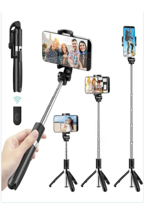 Kablosuz Stant Tripod Katlanabilir Uzatılabilir Selfi Çubuğu Vlog Kit Tiktok İnstagram