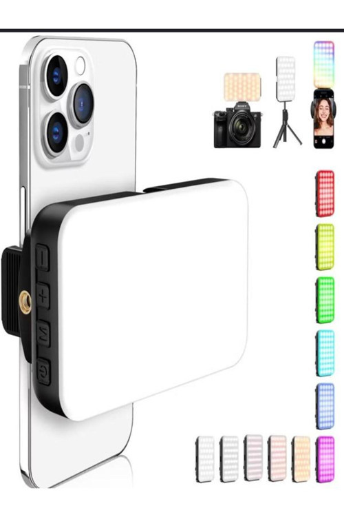 Şarjlı Selfie Işığı 2000Mah Rgb Led 5 Mod 10 Seviye Tripod Uyumlu 360° Dönerli Telefon Klipsli