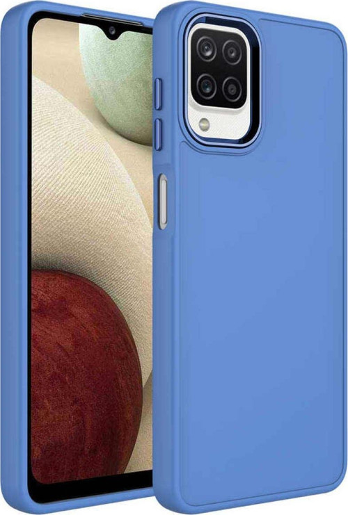 Samsung Galaxy A22 Kapak Renkli Metal Kamera Çerçeveli Içi Kadife Lasnman Kılıf - Petrol Mavisi