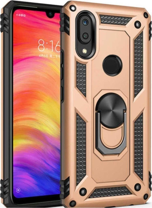 Samsung Galaxy A30 Kapak Yüzüklü Stantlı Panzer Tank Kılıf - Gold