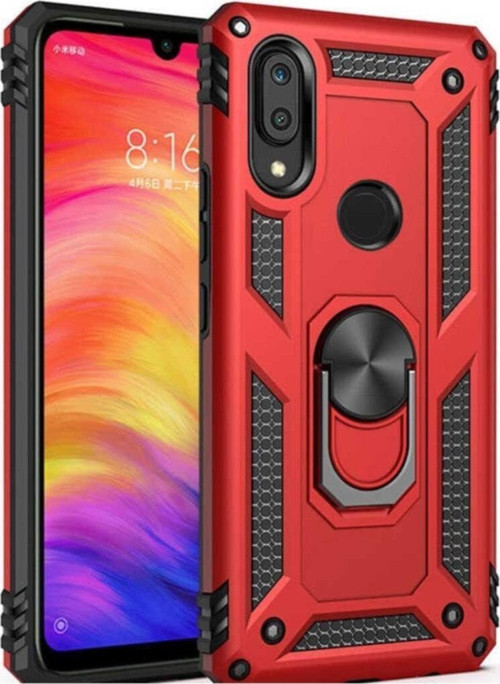 Samsung Galaxy A30 Kapak Yüzüklü Stantlı Panzer Tank Kılıf - Kırmızı