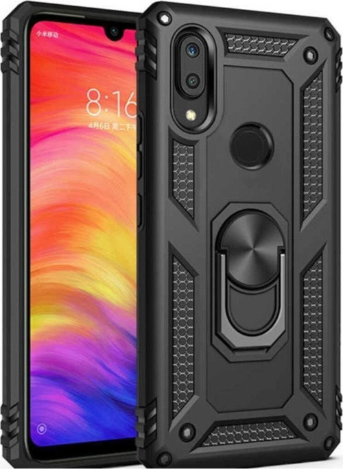 Samsung Galaxy A30 Kapak Yüzüklü Stantlı Panzer Tank Kılıf - Siyah