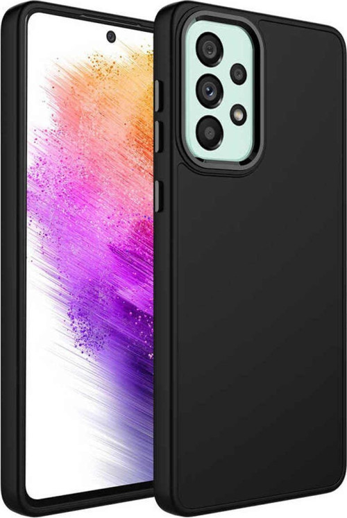 Samsung Galaxy A33 Kapak Renkli Metal Kamera Çerçeveli Class Içi Kadife Lasnman Kılıf - Siyah