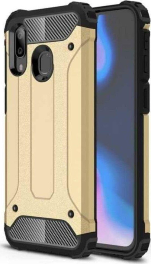 Samsung Galaxy A40 Kapak Çift Katmanlı Zırh Tank Kılıf - Gold