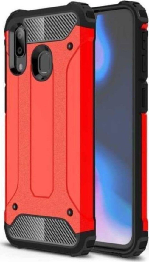 Samsung Galaxy A40 Kapak Çift Katmanlı Zırh Tank Kılıf - Kırmızı