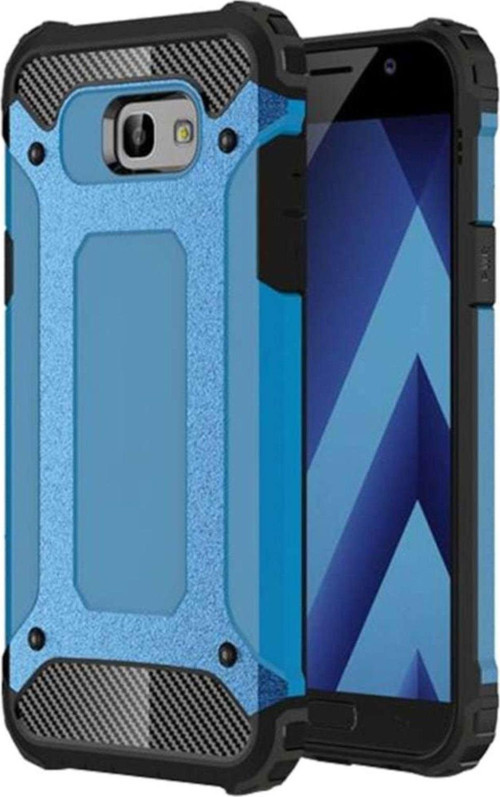 Samsung Galaxy A5 2017 Kapak Çift Katmanlı Zırh Tank Kılıf - Mavi