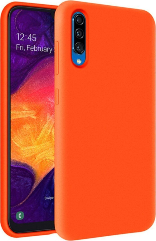 Samsung Galaxy A50 Içi Kadife Soft Logosuz Lansman Silikon Kılıf - Turuncu