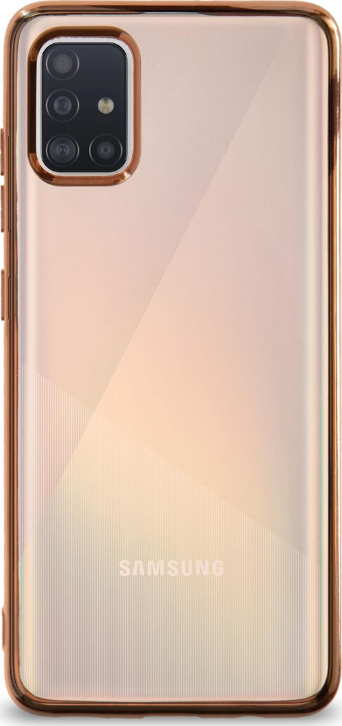 Samsung Galaxy A51 Kılıf Renkli Şeffaf Exclusive Silikon Kapak - Gold