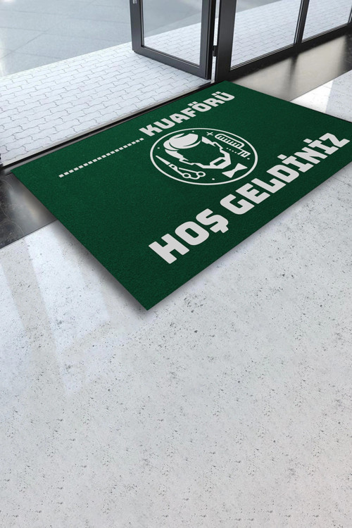 İsme, Kişiye veya Firmaya Özel Erkek Kuaförü Yeşil Renk Berber Hoş Geldiniz Kapı Önü P