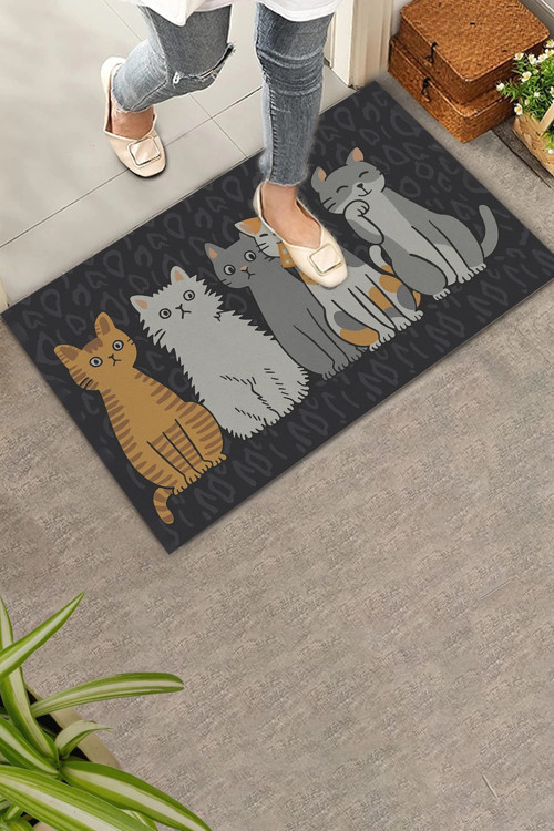 Kedi Konseyi Pati Kardeşliği Siyah Renk Welcome Hoş Geldiniz Kapı Önü Paspası 45x70cm