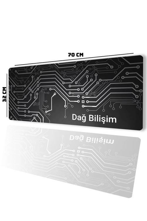 SonicTouch Gri Devre Kişiye Firmaya Özel Promosyon Sıvı Geçirmez Masa Üstü Klavye Mouse Pad 32x70Cm