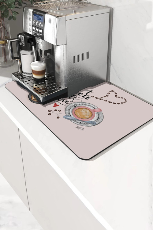 Kahve Makinesi Matı Sıvı Geçirmez Kaymaz Yıkanır Çaycı Çay Espresso Makinesi Pad 35x45