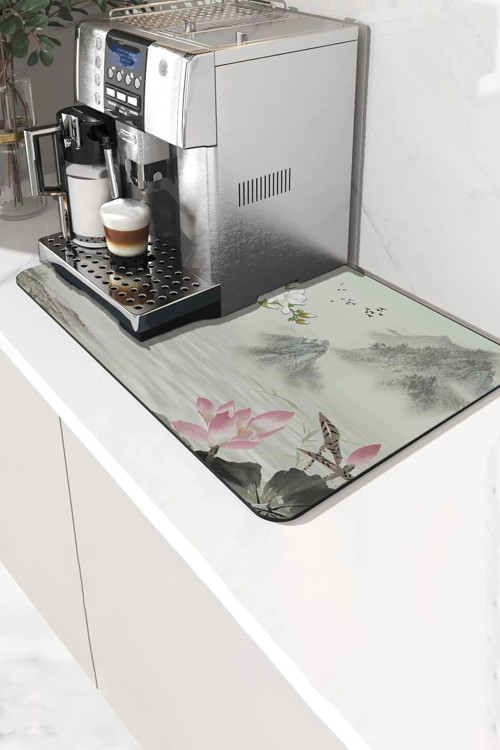 Kahve Makinesi Matı Sıvı Geçirmez Kaymaz Yıkanır Çaycı Çay Espresso Makinesi Pad 35x45