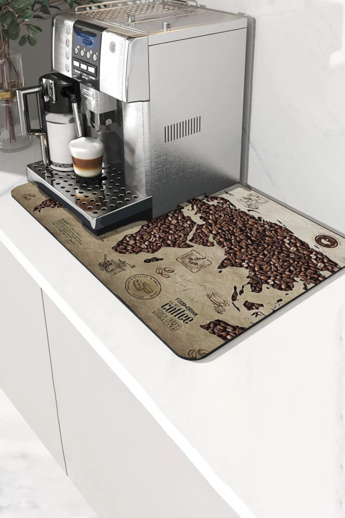 Kahve Makinesi Matı Sıvı Geçirmez Kaymaz Yıkanır Çaycı Çay Espresso Makinesi Pad 35x45