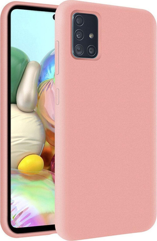 Samsung Galaxy A71 Içi Kadife Soft Logosuz Lansman Silikon Kılıf - Pembe