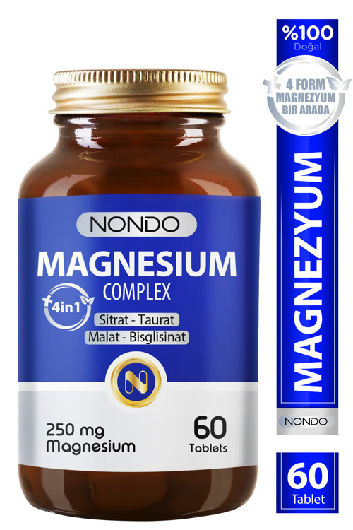 Vitamins Magnezyum Kompleks 60 Tablet 250 mg 4 Form, Sitrat, Taurat, Malat, Bisglisinat, B6 Vitamini,