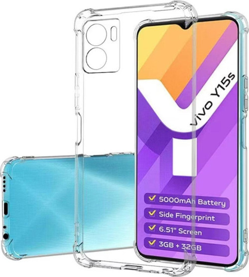 Vivo Y15S Uyumlu Kapak Kamera Korumalı Airbag Antishock Köşe Korumalı Şeffaf Silikon Kılıf