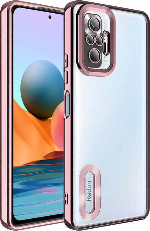 Xiaomi Redmi Note 10 Pro Yanları Renkli Lens Korumalı Logo Gösteren Luxury Kılıf - Rose Gold