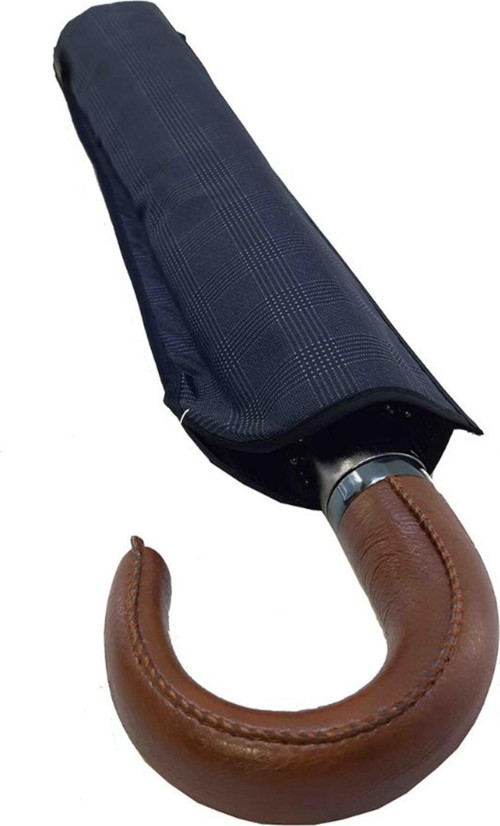 Snotline-April Deri Saplı Erkek Şemsiye Kahverengi Sap Çanta Boy Baston Saplı 100 Cm Çap 45 Cm Boy