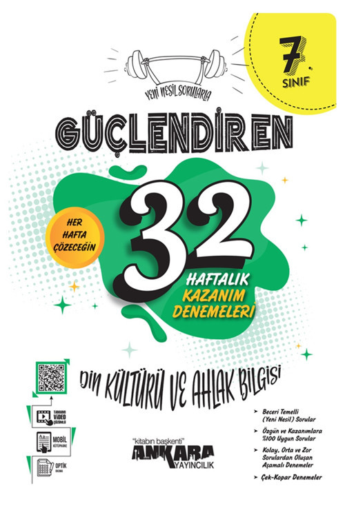 7.Sınıf Yeni Nesil Sorularla Güçlendiren 32 Haftalık Din Kültürü ve Ahlak Bilgisi Kazanım Denemeleri