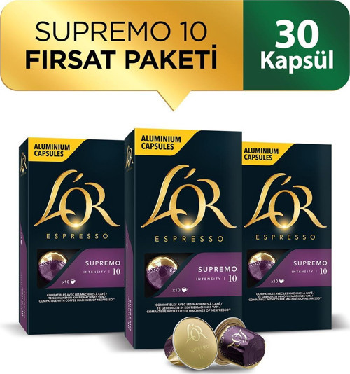- Supremo - Intensity 10 - Nespresso Uyumlu Kapsül Kahve Fırsat Paketi 10 x 3 Paket (30 Adet)