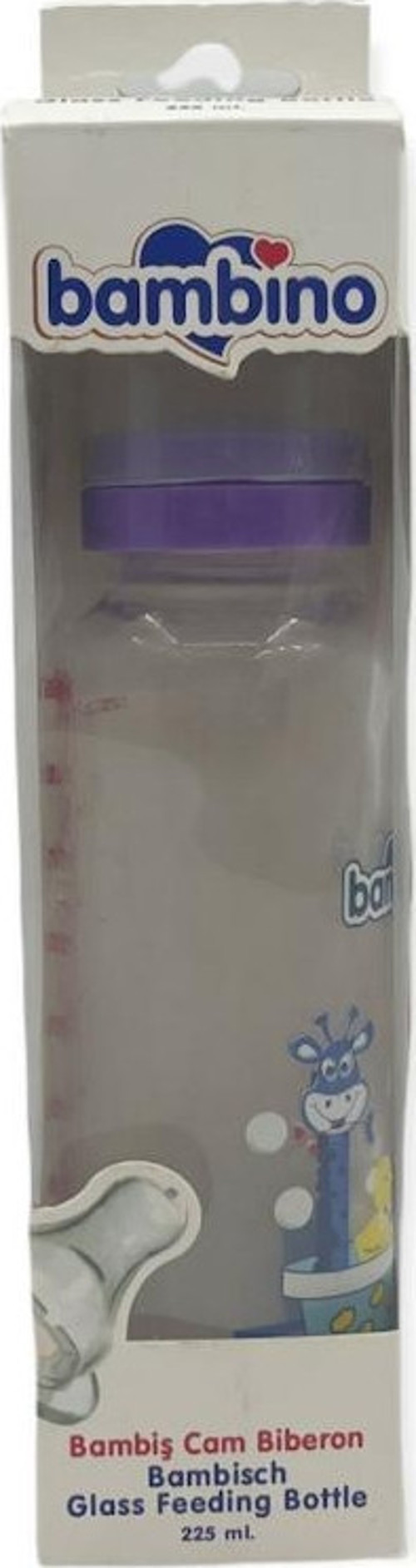 Bambiş Kiraz uçlu Cam Biberon 225 ml - Mor