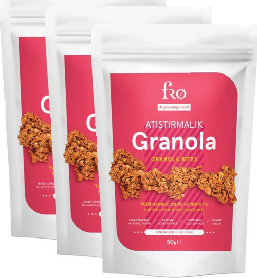 3'Lü Atıştırmalık gr.anola Vegan Glutensiz Şekersiz Atıştırmalık Sağlıklı Ara Öğün Granola