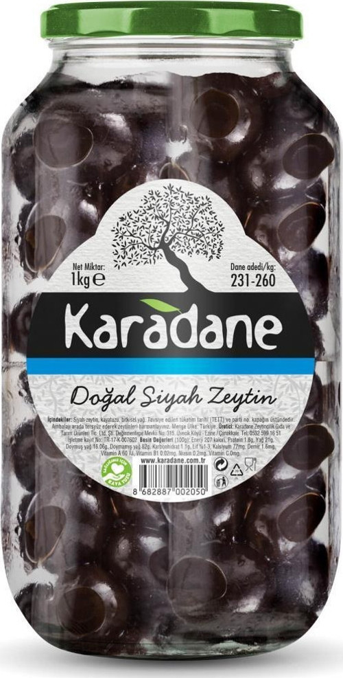 Doğal Siyah Zeytin 231-260 Kalibre 1000 gr