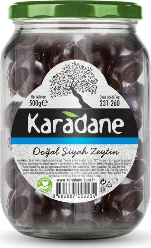 Doğal Siyah Zeytin 231-260 Kalibre 500 gr