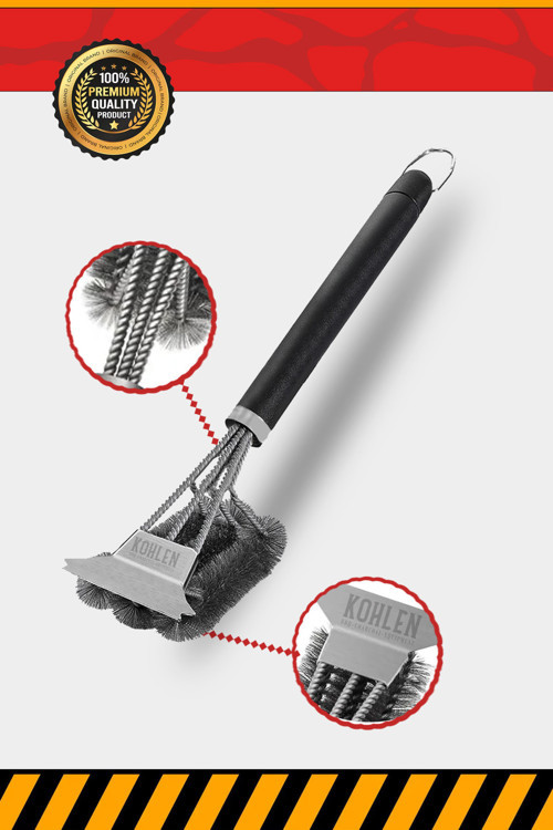 Mangal Izgara Barbekü Temizleme Fırçası Kazıyıcı - 41 Cm, Dayanıklı Sap, 360° Temizlik