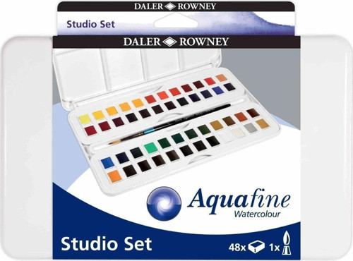 Aquafine Studio Plastik Kutu Set 48'li Yarım Boy Sulu Boya