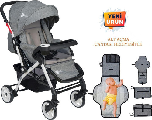 Active Beyaz Çift Yönlü Bebek Arabası Ve Çantası