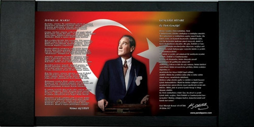 100 x 200 Cm Dijital Baskılı Deri Kaplı Çerçeveli Makam Panosu