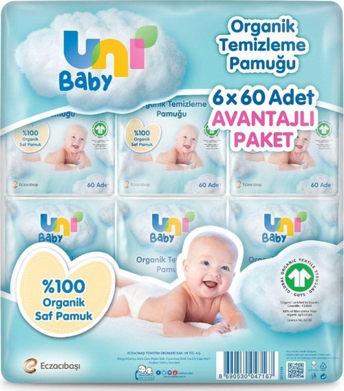 Unı Baby Bebek Temizleme Pamuğu 6X60'Lı