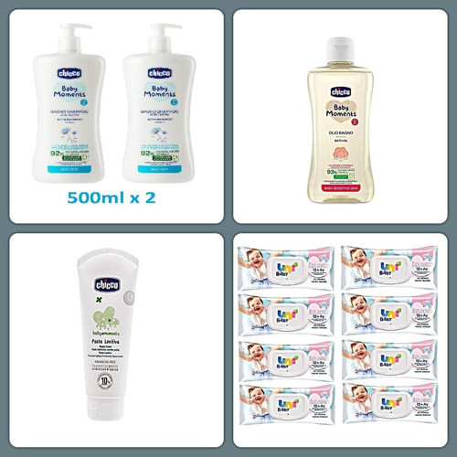 Chicco Bebek Bakım Setleri 12'Li (500Ml Şampuan)
