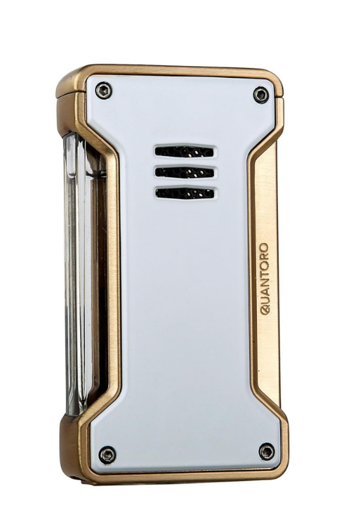 Tek Torch Pürmüz Beyaz-Gold Metal Puro Çakmağı