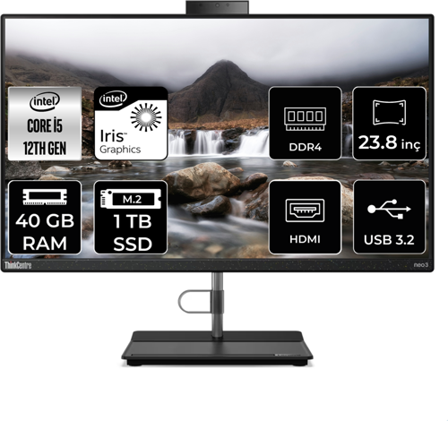 THİNKCENTRE NEO 30A İ5 1235U 40 GB RAM 1 TB SSD 23.8" FHD FDOS ALL IN ONE PC 12CE004KTX