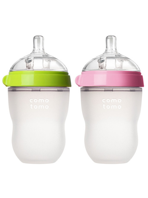 Antikolik Silikon Biberon 2'li 250ml Yeşil ve Pembe